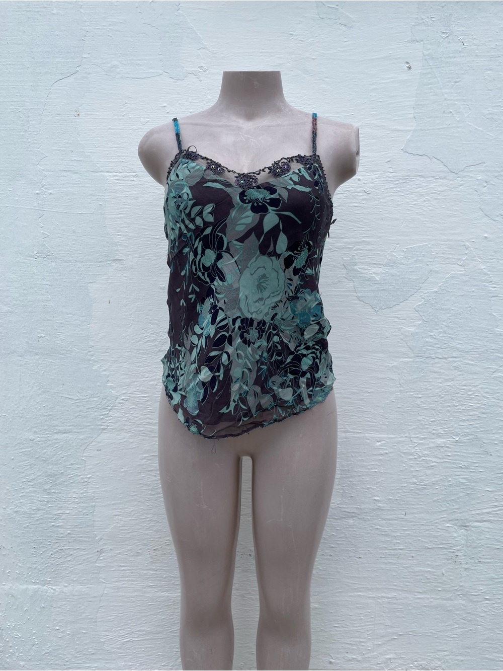INC International Concepts Green Floral Lace-Trim Cami